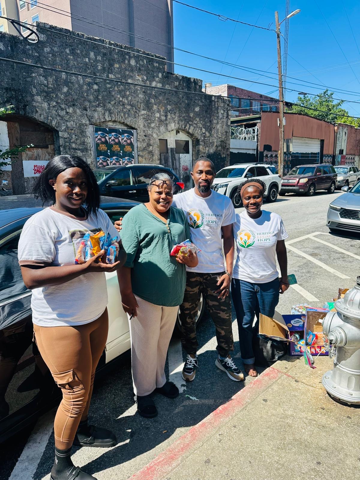 Heritage Legacy of Hope volunteers distributing food and water in Atlanta, GA